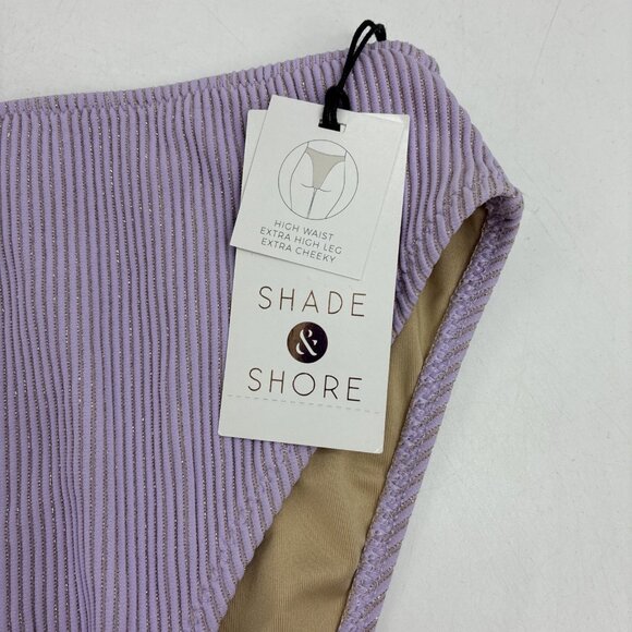 Shade & Shore Womens S Bikini Bottoms High Waist High Leg Extra Cheeky Purple - Picture 3 of 6